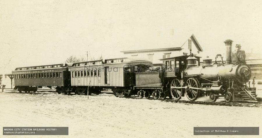 Postcard: Boston & Maine Railroad #153 "Nahant" at Wenham, Massachusetts with an Essex Branch train
